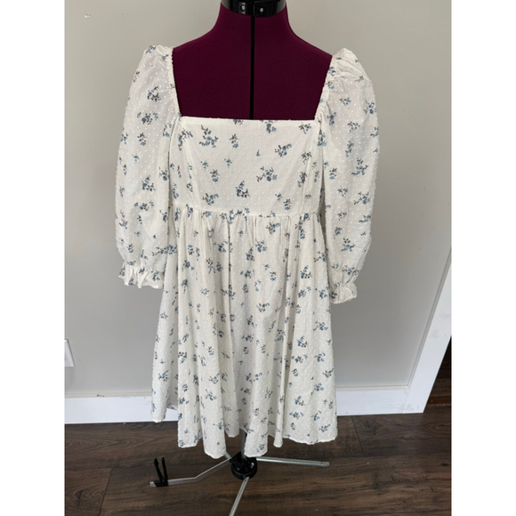 Altar'd State Dresses & Skirts - Altar’d State Blue Floral Puff Babydoll Medium